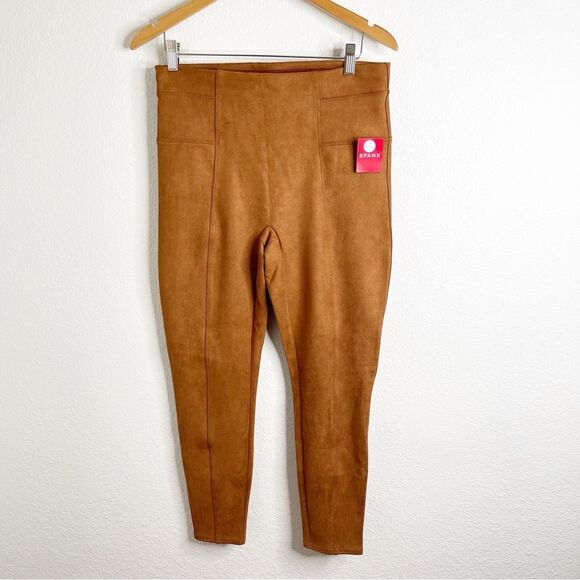 Spanx Faux Suede Leggings Caramel Brown Size Extra Large - Picture 2 of 5